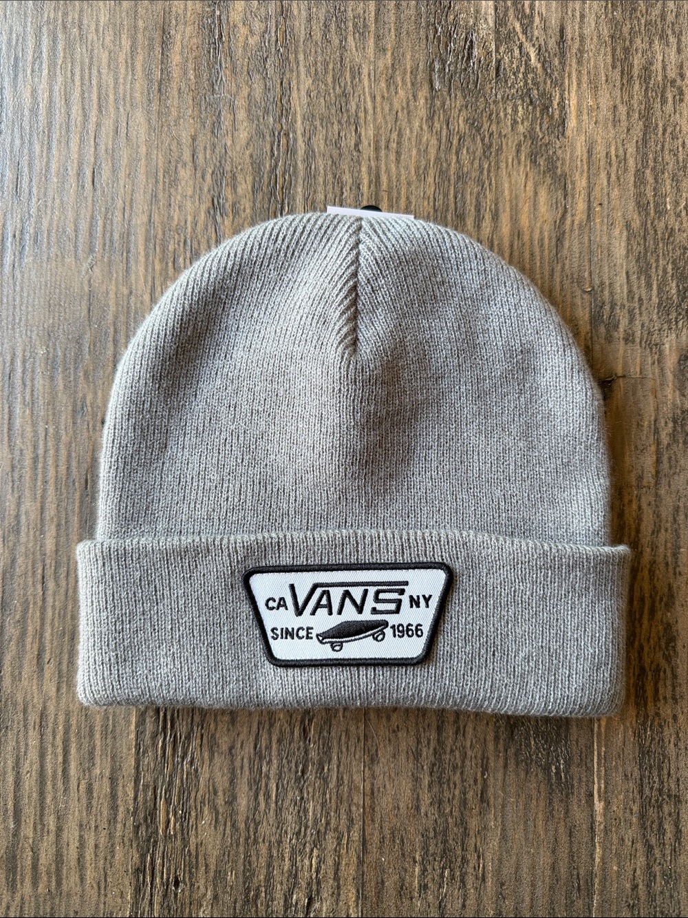Vans Light Gray Knit Beanie with Logo Patch